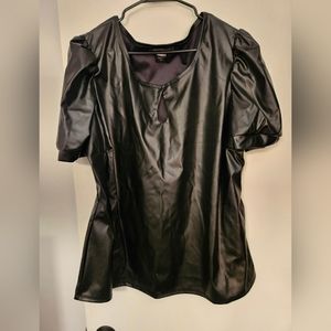 Faux Leather Blouse